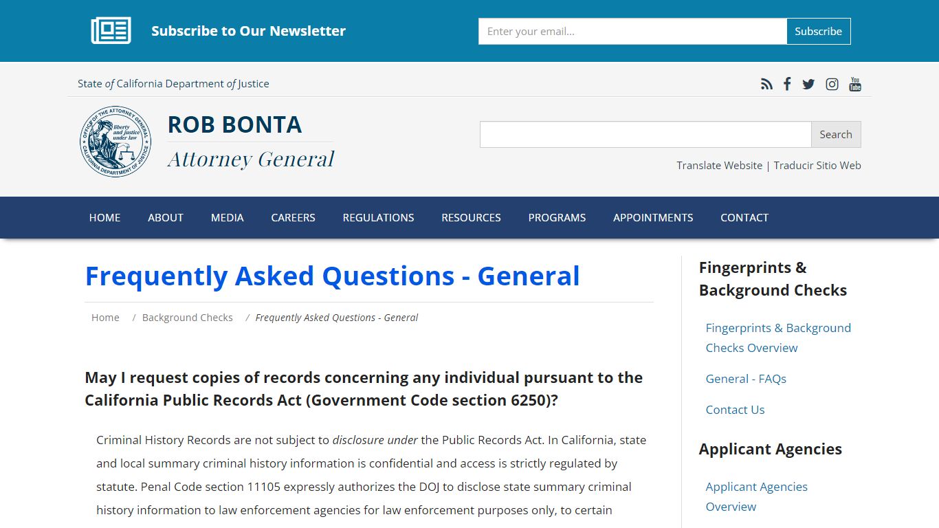 Frequently Asked Questions - General | State of California - Department ...